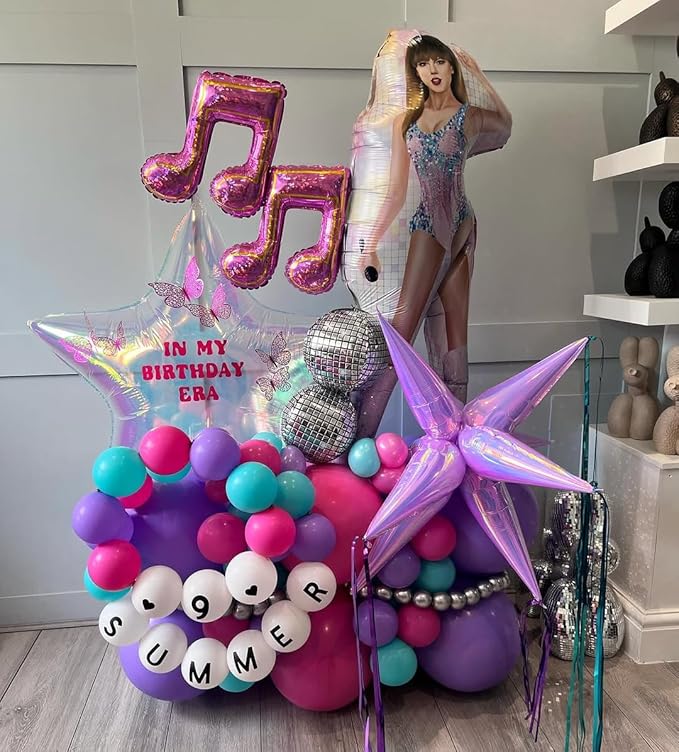 3pcs 26inch 3D iridescent macaron purple Explosion Star foil balloon, colorful macaron purple Foil Cone Star burst Balloons for Birthday Wedding New Year Party Event