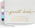Promot Personalized Guestbook for Party (White) - 110 Lined Pages in Wood-Free Vegan Leather Hard Cover - Wedding Guest Book Sign in and Photos, Baby Shower, Birthday or Graduation