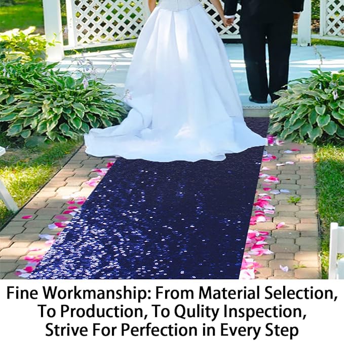 ShinyBeauty Sequin Aisle Runners 2Ft x 15Ft Navy Carpet Runner for Party Glitter Runner for Wedding N116