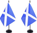 Scotland Desk Flag 12" Solid Pole Deluxe Set Scot Flags Banner Mini Small Scotland Office Table Flags with Black Stand Base Desktop Decorations(2Pack)