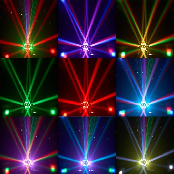 Moving Head DJ Lights 180W LED with 4 Rotating Head,16X10W RGBW 4-in-1 Multiple Effects Changing，21CH DMX-512/Sound Activated for Christmas KTV Wedding