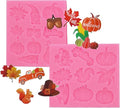 Thanksgiving Day Fondant Mold Halloween Fall Leaf Pumpkin Chocolate Candy Fondant Silicone Mold，DIY Cookies Candy Gummy Chocolate Mold Ice Cream Tray for Holiday Party Thanksgiving Day 2Pcs