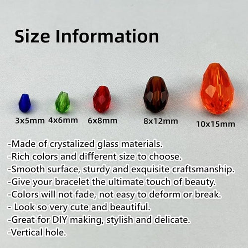 150pcs 4x6mm Teardrop Crystal Glass Beads for Jewelry Making, Faceted Vertical Hole Teardrop Glass Spacer Beads for Wind Chimes Bracelet Earring Necklace DIY Craft(Mix Colors)