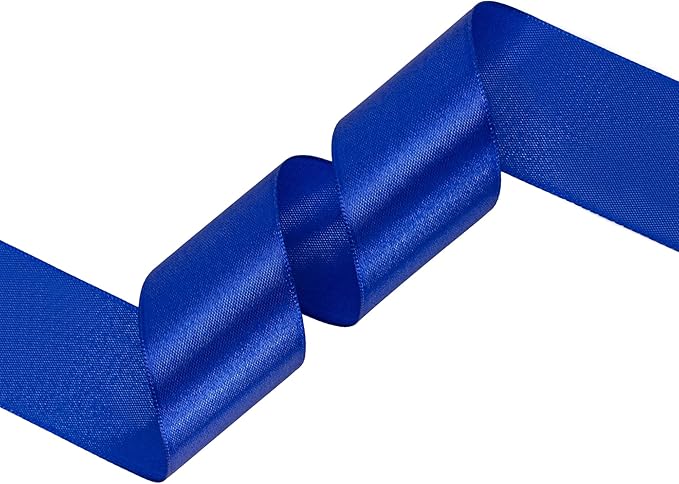 Royal Blue Satin Ribbon 1-1/2 inch X Continuous 25 Yards, Single Face Polyester Ribbon Perfect for Gift Wrapping, Flower Bouquet, Wedding Decor, Crafts, Bow Making, Sewing and More