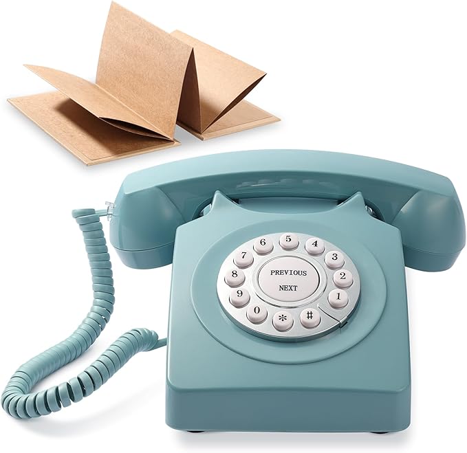 Guest Book Audio Wedding Phone,Record Voice Messages,Retro Guest Book for Wedding or Birthday Party Message Voicemail,Save The Blessings of Your Relatives and Friends（Blue）