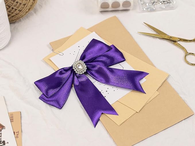 Purple Satin Ribbon 1-1/2 inch X Continuous 25 Yards, Single Face Polyester Ribbon Perfect for Gift Wrapping, Flower Bouquet, Wedding Decor, Crafts, Bow Making, Sewing and More