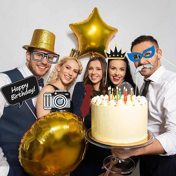 35pcs Insta-Themed Social Media Party Selfie Photo Booth Props with Speech Bubble DIY Photo Props for Birthday, Graduation, Festivals, Anniversary, Wedding Event Decoration Party Supplies