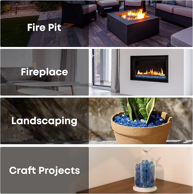 Stanbroil 10-Pound Fire Glass - 1/4 inch Reflective Tempered Fire Glass for Fireplace Fire Pit, Pacific Blue