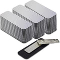Name Tag/Badge Blanks - 50 Pack - 1" X 3" (Brushed Silver) Round Corners, Magnetic Backing