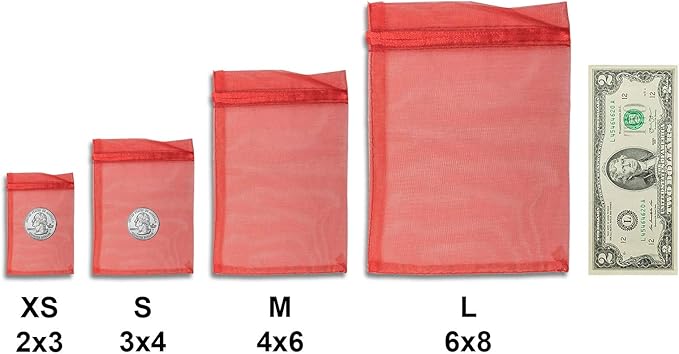 TheDisplayGuys 100-Pack 3x4 Red Sheer Organza Gift Bags with Drawstring, Jewelry Candy Treat Wedding Party Favors Mesh Pouch