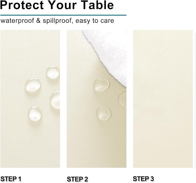 Hiasan Champagne Square Tablecloth - Waterproof and Spillproof Restaurant Washable Polyester Table Cloth for Dining Room, 30 x 30 Inch