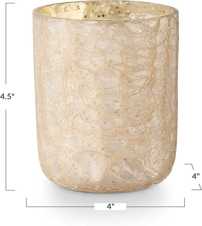 ILLUME Small Boxed Crackle Glass Candle, Winter White