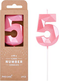 PHD CAKE 2.76 Inch Crystal Pink 5 Number Birthday Candles, Pink Number Candles, Cake Number Candles, Party Celebration