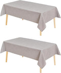 Hiasan 2 Pack Faux Linen Rectangle Tablecloth - Wrinkle and Stain Resistant Washable Table Cloth for Kitchen Dining Room Holiday Dinner, Stone, 70 x 90 Inch