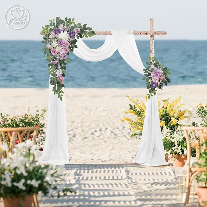 Wedding Arch Flowers,Artificial Flower Arch Decor,2pcs Artificial Flower Arrangement for Wedding Decor Reception Backdrop Floral Decorations (Light Purple)