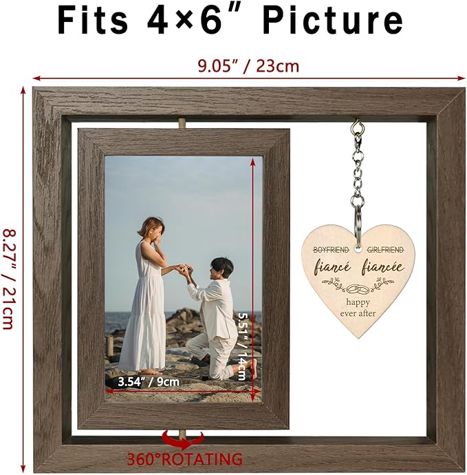 Fiancé Fiancée Picture Frame Engagement Gifts for Couples, Unique Fiance Gifts for Newly Engaged Couples Him Her Women, Display Two 4x6