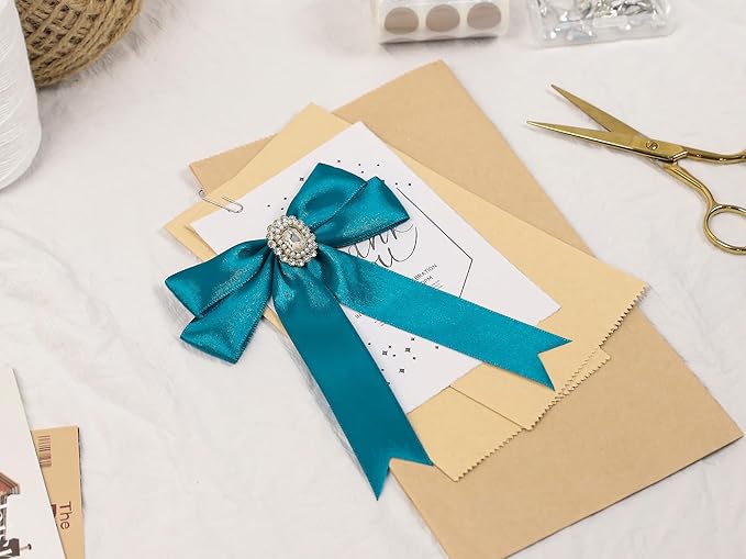 Turquoise Satin Ribbon 1 inch X Continuous 100 Yards, Single Face Polyester Ribbon Perfect for Gift Wrapping, Flower Bouquet, Wedding Decor, Crafts, Bow Making, Sewing and More