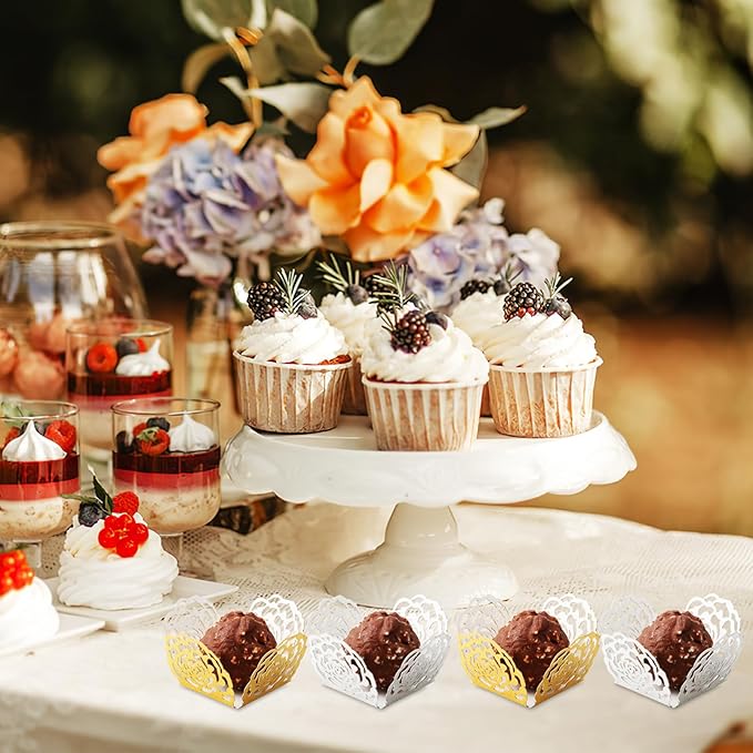 100Pcs Truffle Wrapper Liners, Paper Mini Cupcake Liners Chocolate Candy Transfer Sheets, Peanut Cupcake Wrappers Dessert Tray Muffin Baking Cups for Birthday Wedding Decoration