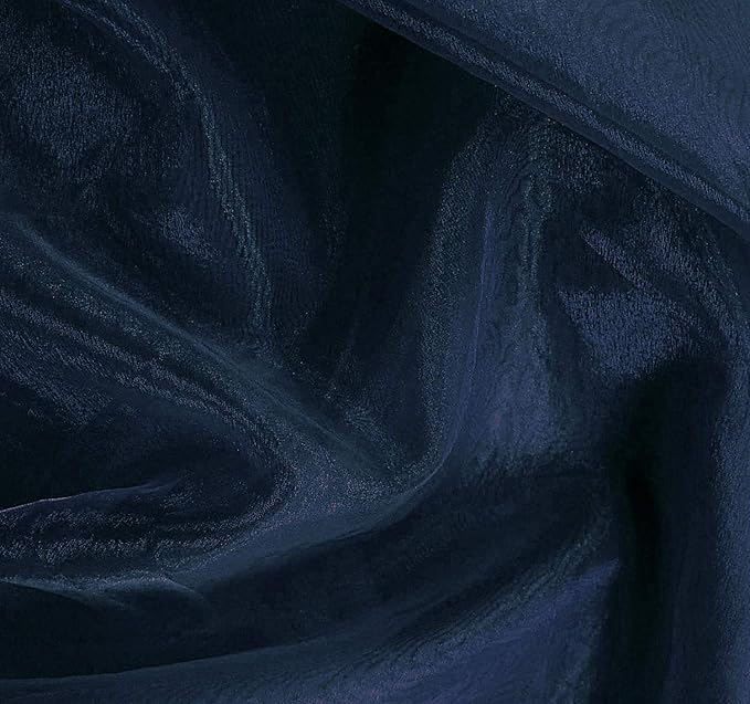 VDS Navy Blue Organza Fabric, 30 Yards Continuous, 45” Wide, Wedding Party Decoration Iridescent Crystal Sheer Shiny Organza Tulle Bridal Dress DIY Crafts Costume Sewing Backdrop Arch Cloth