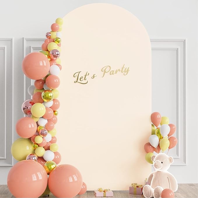 Wokceer 7.2 FT Wedding Arch Backdrop Stand and Arch Cover Metal Arch Stand with Arch Stand Cover for Birthday Party Wedding Ceremony Bridal Baby Shower Event Decor