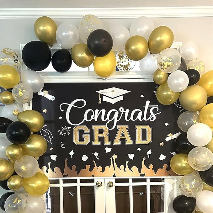 Black and Gold Confetti Balloons, 12 Inch Black Metallic Gold Confetti Latex Balloons, Black Golden Confetti Helium Balloons for Wedding Birthday Anniversary New Year Party Celebration Decorations