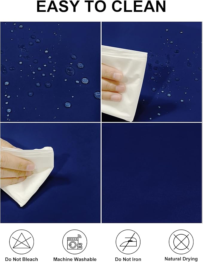 Fokitut 2 Pack Waterproof Round Tablecloth, 120 Inch, Stain Resistant and Wrinkle Polyester Table Cloth, Fabric Table Cover for Kitchen Dining, Wedding, Party, Holiday Dinner-Royal Blue