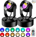 Spot Lights Indoor,7W RGBW Spotlight 16 Color Changing Up Lights Indoor with Remote Dimmable Function Memory Feature LED Ambient Lighting for Party,Bar,Esports Room, 5.9 FT Power Cord, 2 Pack