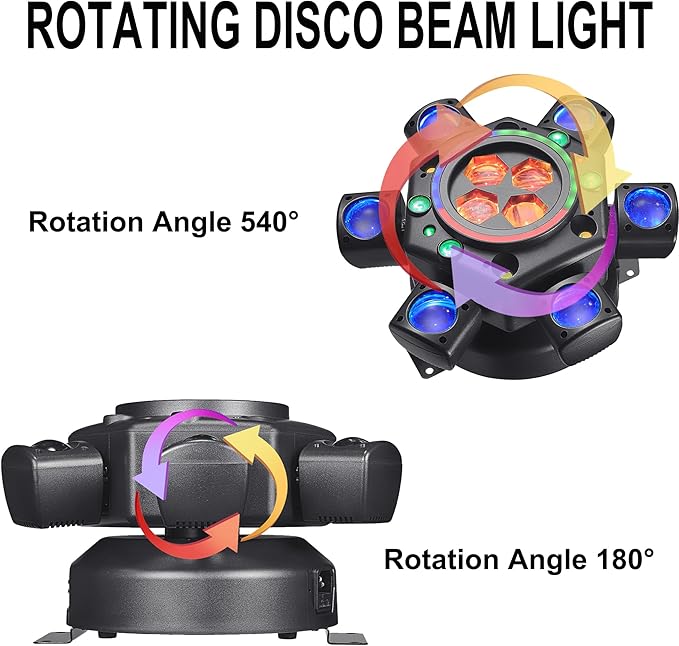 Moving Head Dj Lights for Parties, Stage Light 6-in-1 LED RGBW 6 Arms DJ Lights for Parties Support DMX-512 & Sound Activated, Stage Light for Party Disco KTV Wedding Club