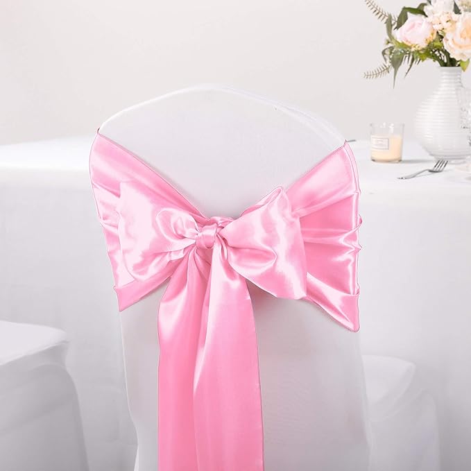 10-Pack Satin Table Runner Pink 12 x 108 inches Long, Table Runners for Wedding, Birthday Parties, Banquets Decorations（10 Pack, 12x108 Inch, Pink）