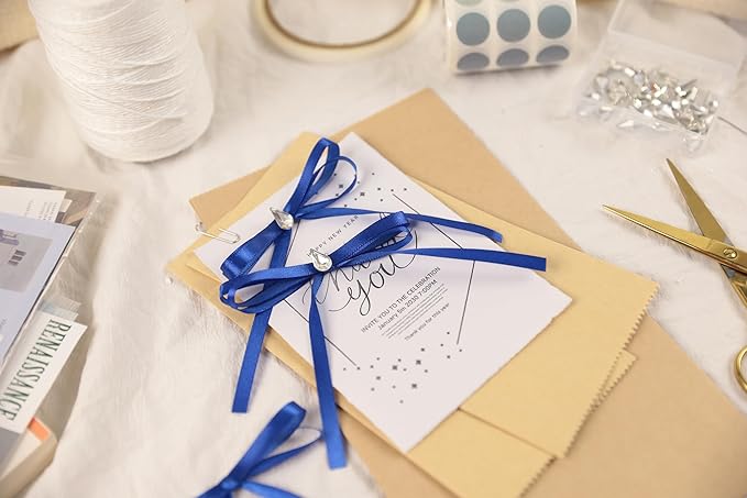 Dark Royal Blue Satin Ribbon 1/4 inch X Continuous 25 Yards, Single Face Polyester Ribbon Perfect for Gift Wrapping, Flower Bouquet, Wedding Decor, Crafts, Bow Making, Sewing and More