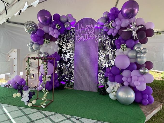 Bezente Purple Giant Balloons 36 Inch - 8 Pack Jumbo Purple Balloons Large Round Black Latex Balloons for Birthday Graduation Bridal Shower Wedding Halloween Party Decoration