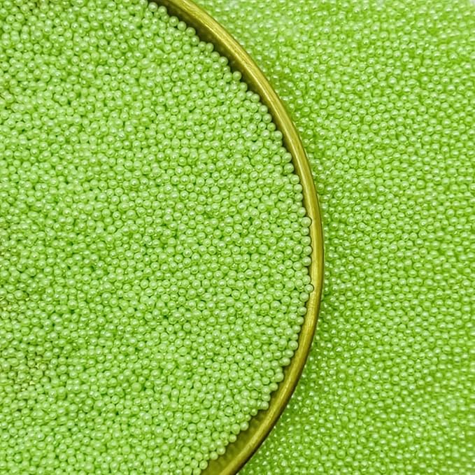 Edible Light Green Sprinkles Candy 2mm Mini Pearls Cake Decorations Cupcake Toppers Cookie Decorating Perfect for Wedding Party Valentine Halloween Christmas Supplies 3OZ