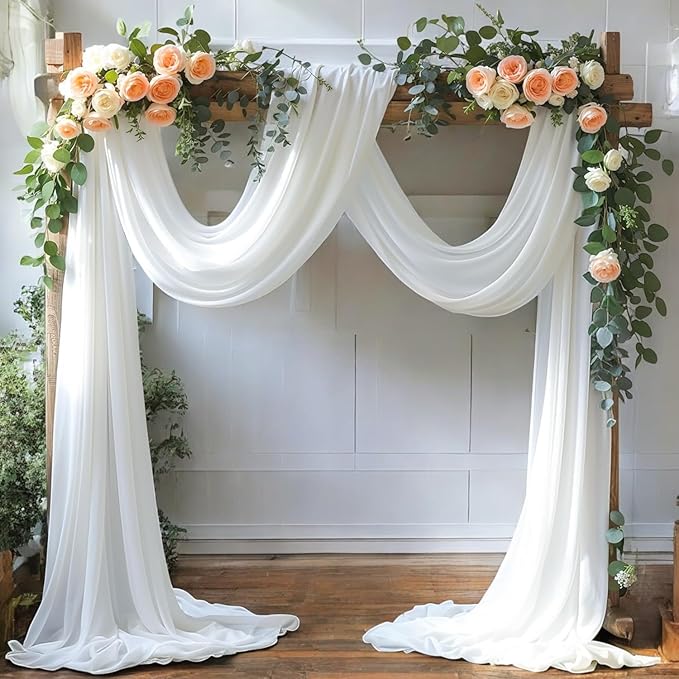 MDS Halloween Chiffon Draping Fabric - 2 Panel, 30" Wide x 50ft Long - Sheer Spooky Arbor & Canopy Drapery for Haunted House Backdrops, Party Ceilings, DIY Costumes & Themed Events - White