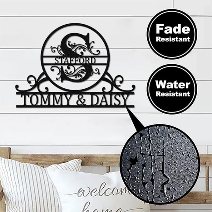 Personalized Metal Name Sign – Custom Last Name & Monogram Wall Décor for Home, Outdoor, or Office, Unique Metal Signs for Weddings, Housewarming, and Family Gifts
