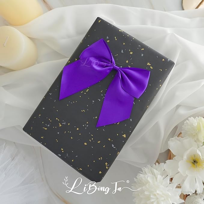 5'' Purple Bow Party Decorations Satin Bows, Twist Tie Bows for Treat Bags, Cake Pops, Pre-Tied Bow Premade Ribbon Bows for Crafts, Holiday Bows for Gift Wrapping, Wedding Decor-24 Counts