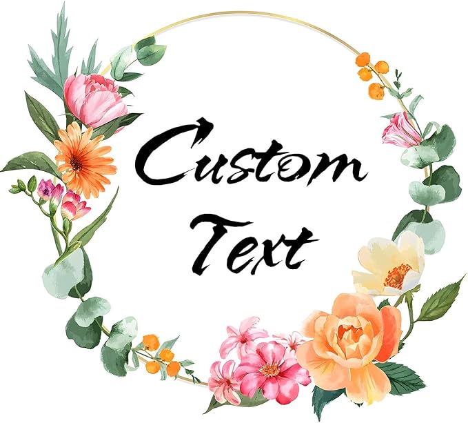Custom Stickers for Weddings, Birthdays & Businesses - Personalized Labels with Your Logo - Waterproof, Fade and Heat Resistant - Pack of 100-1000 (Wreath E, 4 Inch)