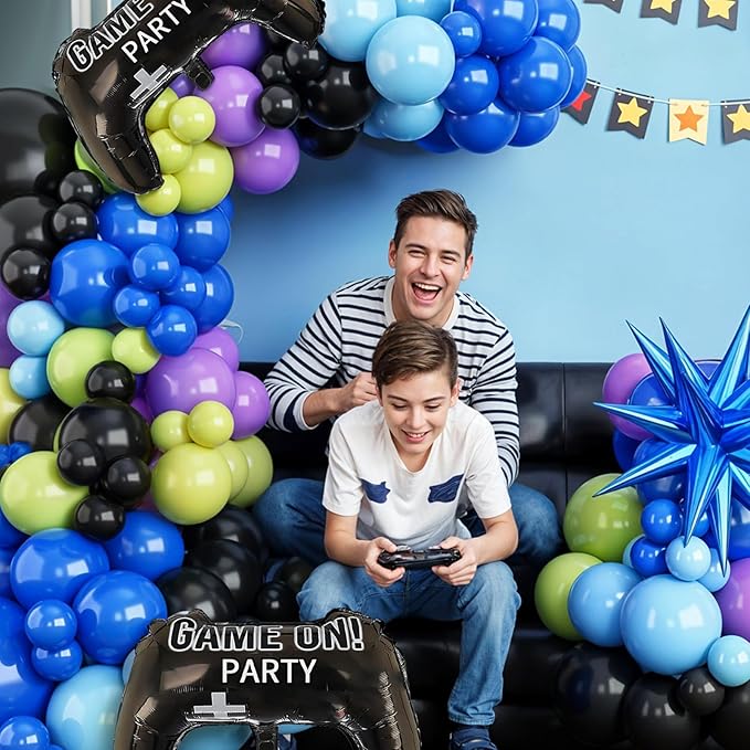 Video Game Balloons,12 Inch Purple Green Black Video Theme Latex Balloon for Teens Boys Men Birthday Decoration