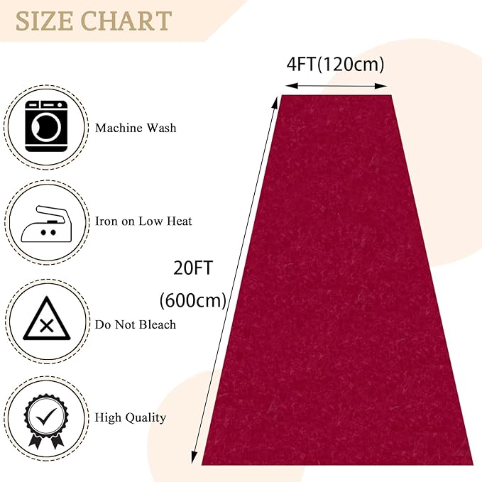 MODFUNS Aisle Runners for Weddings Burugndy Aisle Runner Rug 4FTx20FT Wedding Carpet Aisle Runner Velvet Wedding Runners Unique Carpet Runway for Party Banquet Hallway Decoration
