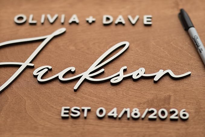Personalized Last Name Guest Book, Unique Guest Book Sign, Custom Alternative Guest Book, Wooden Guest Book, Wedding Ceremony Guestbook Sign (Design 3)