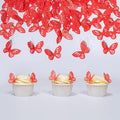 Red Edible butterflies Wafer Paper Cake Cupcake for Decorating Rice Paper Flower Food Decorations for Baking Girl Birthday Party Mix Size Color (Rosered butterflies60)