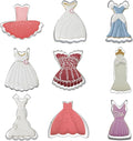 Mini Dress Cookie Cutter Set of 9 pcs, Stainless Steel Mini ONE-BITE SIZE Wedding Dress Shaped Fondant Cutters Baking Molds