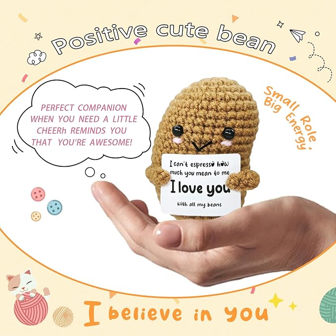 Handmade Crochet Beans-Charming Gift for Coffee Lovers!Barista Birthday Present,Cozy Emotional Support Gift,Custom Crochet Doll for Men & Women Who Adore Coffee