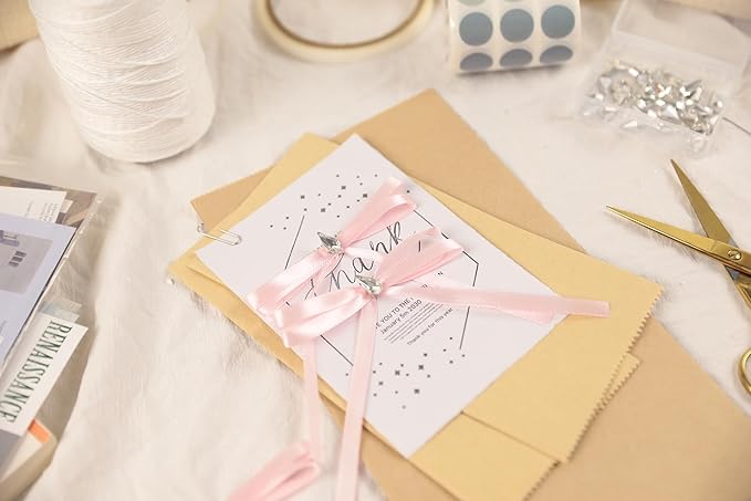 Baby Pink Satin Ribbon 1/4 inch X Continuous 50 Yards, Single Face Polyester Ribbon Perfect for Gift Wrapping, Flower Bouquet, Wedding Decor, Crafts, Bow Making, Sewing and More