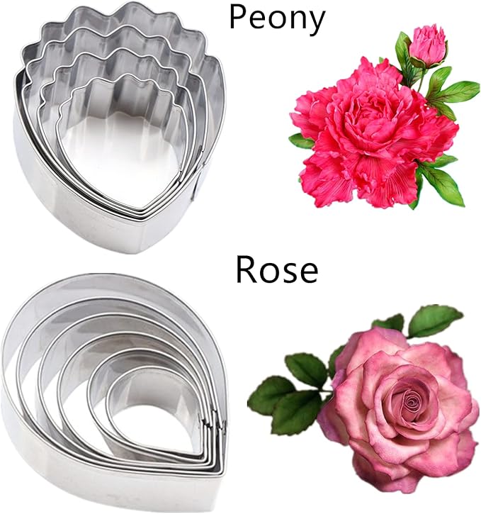 7set Stainless Steel Gum Paste Flower Cutter Flower Petals Cutter Fondant Sugar Paste Cutter Molds Cookie DIY Making Tools for Wedding Birthday Cake Decorating Tools