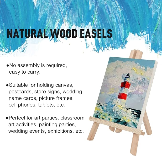 Kinlink 11.8 Inch Tall Wood Easels for Display Set of 6, Display Easel Tabletop, Painting Easel Stand for Artist Students
