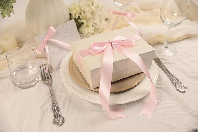 Baby Pink Satin Ribbon 1 inch X Continuous 25 Yards, Single Face Polyester Ribbon Perfect for Gift Wrapping, Flower Bouquet, Wedding Decor, Crafts, Bow Making, Sewing and More