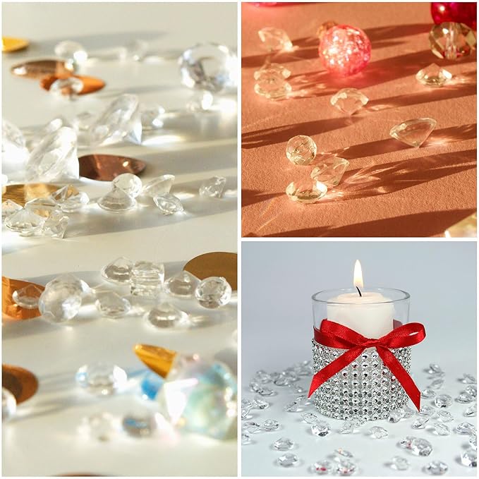 PATIKIL 14000Pcs Wedding Table Scatter Confetti Crystals 3mm Acrylic Diamonds Vase Fillers Gems for Table Centerpiece Decorations Bridal Shower Party, Light Pink AB