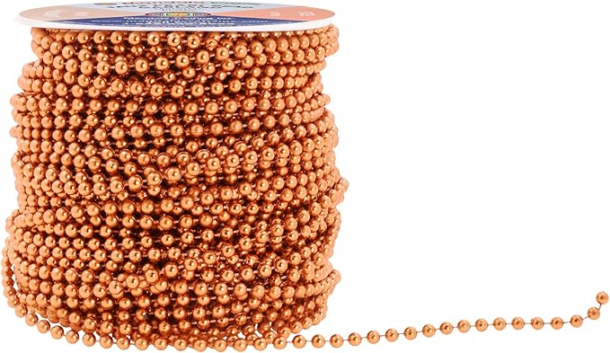 Mandala Crafts 4mm Faux Copper Pearl Beads Roll - 44 Yards Strand of Fake Pearls Chain Garlands Spool String for Christmas Tree, Wedding, Party, Vases, DIY Decoration
