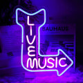Live Music Neon Signs for Wall Decor LED Word Light Sign Pink Blue Neon Light Up Letters Sign for Bedroom Music Studio Rec Room Game Party Decor