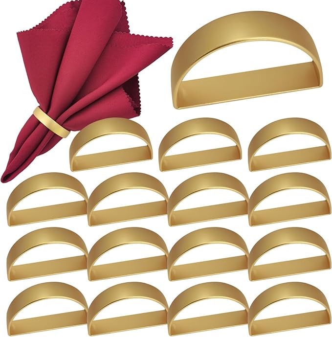 16PCS Gold Napkin Rings, Metal Napkin Rings, Fall Thanksgiving Christmas Table Decorations, Wedding, Banquet, Party, Easter Table Napkin Decorations